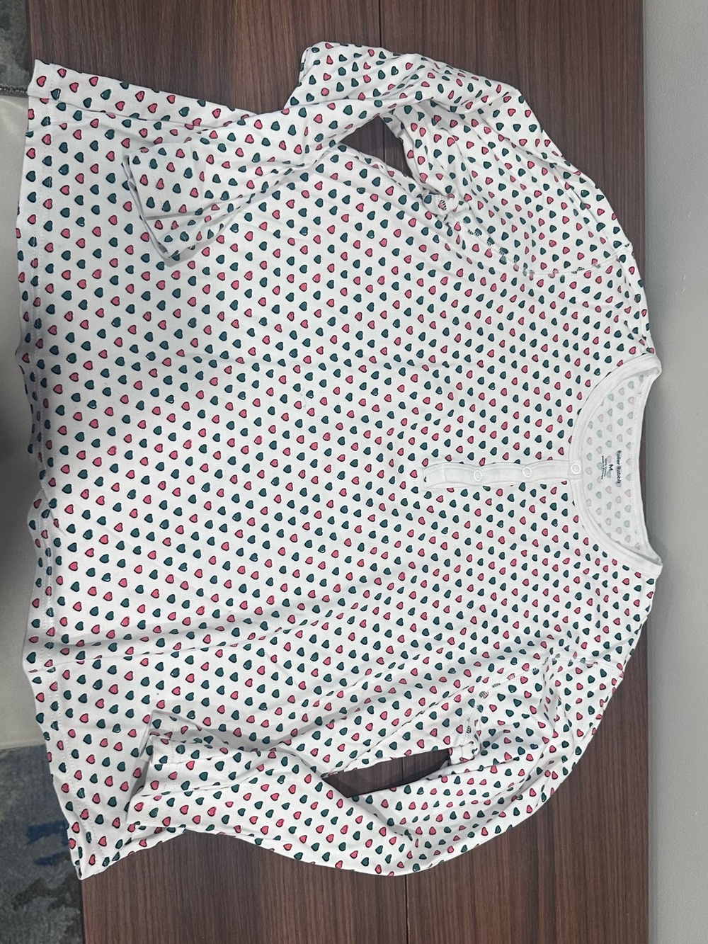 Roller Rabbit White Henley Pajama Top with Red and green Print